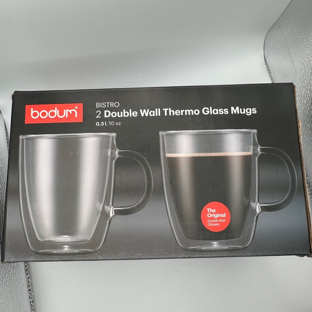 Bodum 10oz Bistro Double Wall Glass Mug (Set of 2)